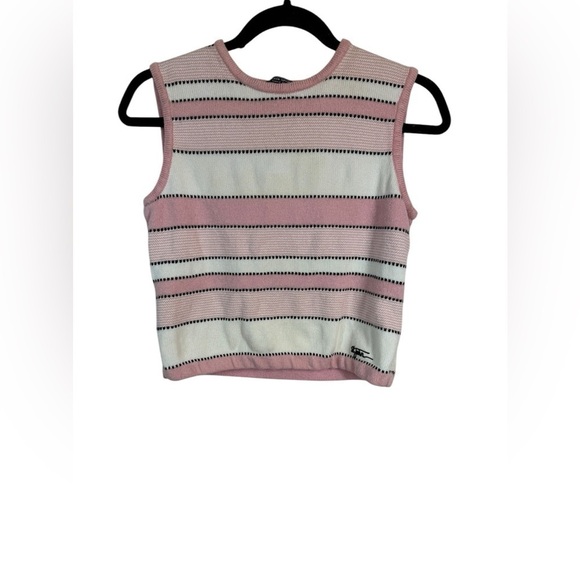 St. John Sport Wool Blend Striped Knit Sleeveless Sweater Size Small - Picture 1 of 7